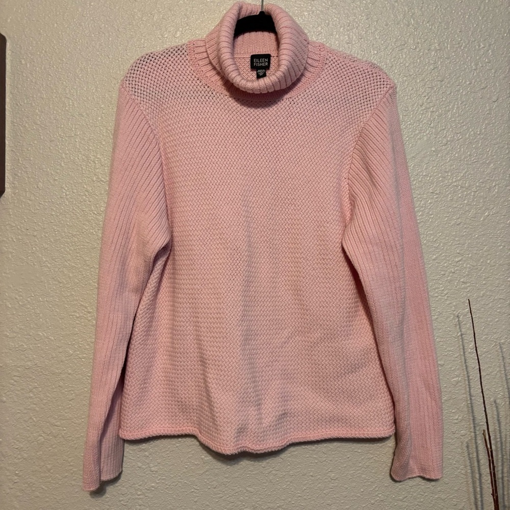 Eileen Fisher | Merino Wool Soft Pink Cowl Neck Sweater